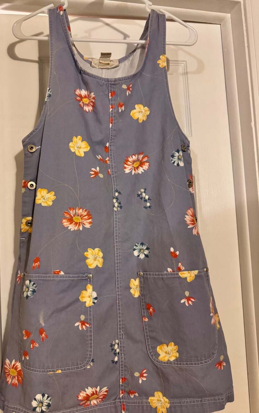 Compagnie Internationale Express Floral Denim Overall Dress Size S